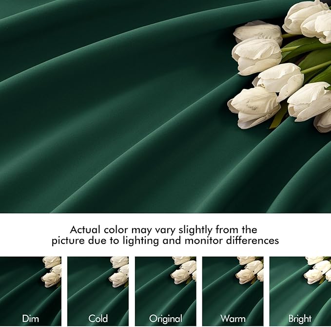 MIULEE Hunter Green Back Tab Blackout Curtains 90 Inches Long 2 Panels Set for Living Room Bedroom, Rod Pocket/Pinch Pleat Thermal Insulated Room Darkening Pleated Light Blocking Drapes