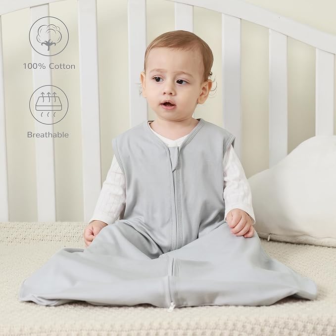 JELLYMONI Baby Sleep Sack 18-24 Months 100% Cotton Wearable Blanket, 0.5 TOG Soft Lightweight Toddler Sleeping Sack 3 Pack 2-Way Zipper Newborn Sleep Sacks