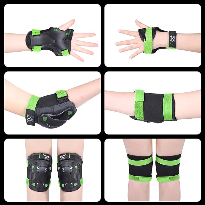 TXJ Sports Knee Pads Elbow Pads with Wrist Guards Protective Gear Set for Kids Youth Skateboard Sports Skateboarding Roller Skating Bicycling 6 in 1