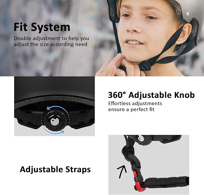 Skateboard Bike Helmet for Adults Women Men Youth Kids (2-3-5-8-14+ Years Boys Girls) - Lightweight Multi-Sport Adjustable Helmets for Bicycle Skateboard Scooter Skate Cycling