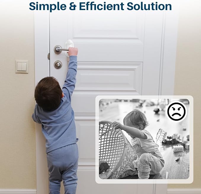 Inaya Door Lever Lock (2 Pack) – Child Proof Handle Locks, 3M Adhesive & Easy Installation for Home, Baby-Proof Locks for Kids Safety, Compatible with standard doors