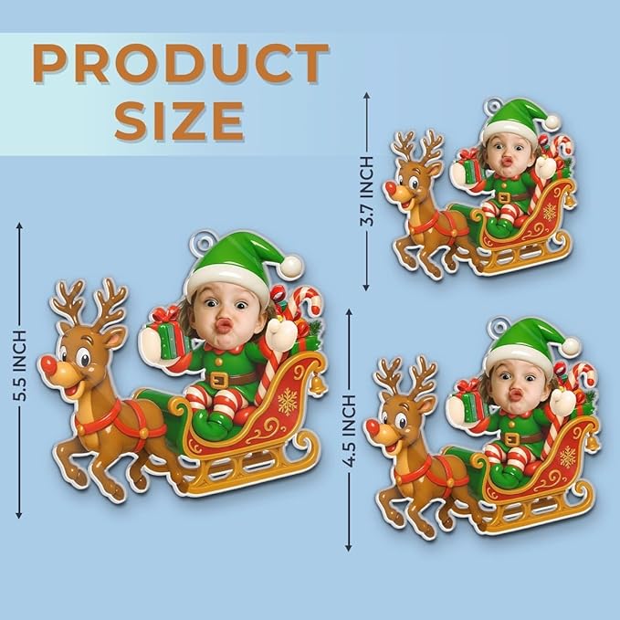 Pawfect House Custom Photo 2D Acrylic Ornament, Personalized Christmas Birthday Gifts for Kids, Sleigh Bells Fun, Funny Kid Christmas Ornaments 2025, Newborn Ornament Gifts for New Mom, New Dad