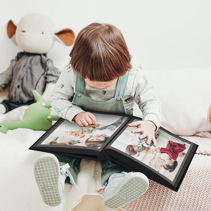 Popotop Photo Album 4x6 100 Pockets for Wedding Gifts,Linen Hardcover Picture Albums for Family Anniversary Baby Vacation Pictures