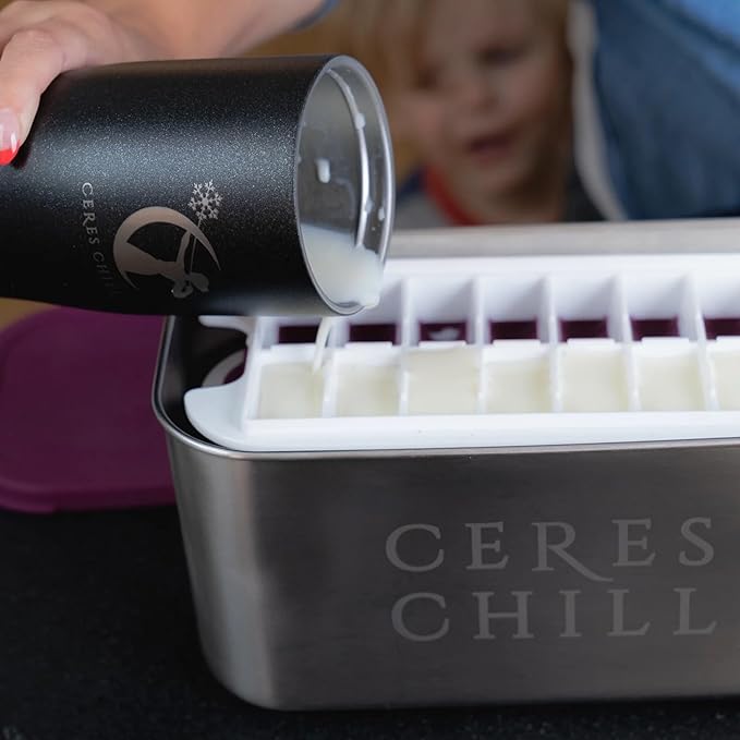 CERES CHILL The Milkstache Luxe Reusable Breastmilk Freezer Storage Container - 1/2 Ounce Cubes fit Any Baby Bottle, Freezing Pumped Milk has Never Been Easier (Stainless Steel), 1 Count