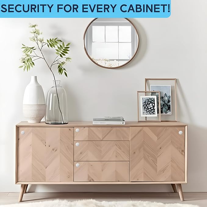 Magnetic Safety Lock Kit 2-Pack Replacement Key, 3M Adhesive Easy Installation, Baby Proofing Magnetic Locks for Cabinets and Drawers