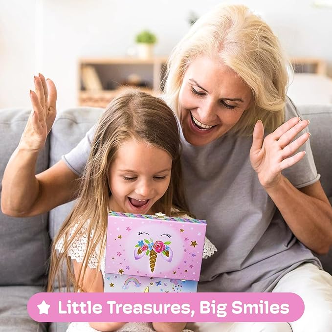 Jewelkeeper Jewelry Box for Girls with 1 Drawer - Unicorn Musical Jewelry Boxes, Beautiful Dreamer Tune, Spinning Unicorn Doll, Little Girl Music Box, Gifts for 5 Year Old Girls (Engineered Wood)