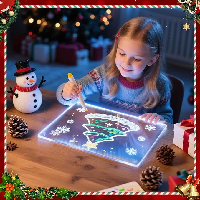 Lumiboard LED Drawing Board, LED Note Board, Acrylic Dry Erase Glowboard with 4 Modes & 7 Colors Light, Include Adapter, Led Doodle Board for Kids, Halloween or Christmas Decorations (Small)