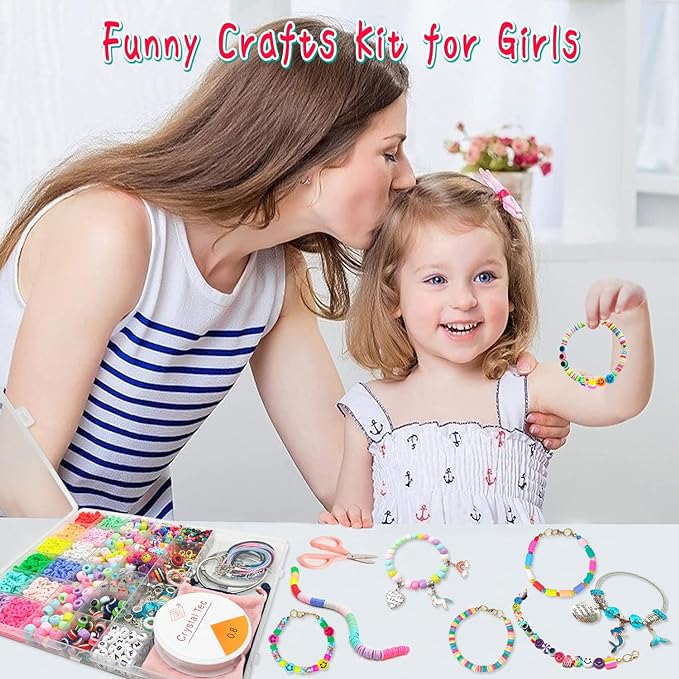 leitait Girls Toys Bracelet Making Kit -3400pcs Charm Jewelry Making Kit Supplies,Unicorn/Mermaid Crafts Birthday Christmas Gifts for Girls Ages 5 6 7 8 9 10 11 12 Years Old