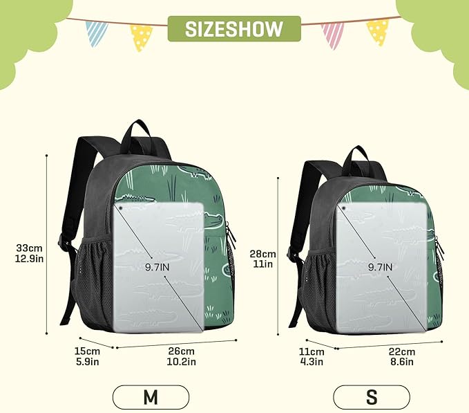 Cute Alligator Crocodile Toddler Backpack Waterproof Mini Backpack Boys/Girls Cute Small Backpack Kindergarten Pre School Bags (M