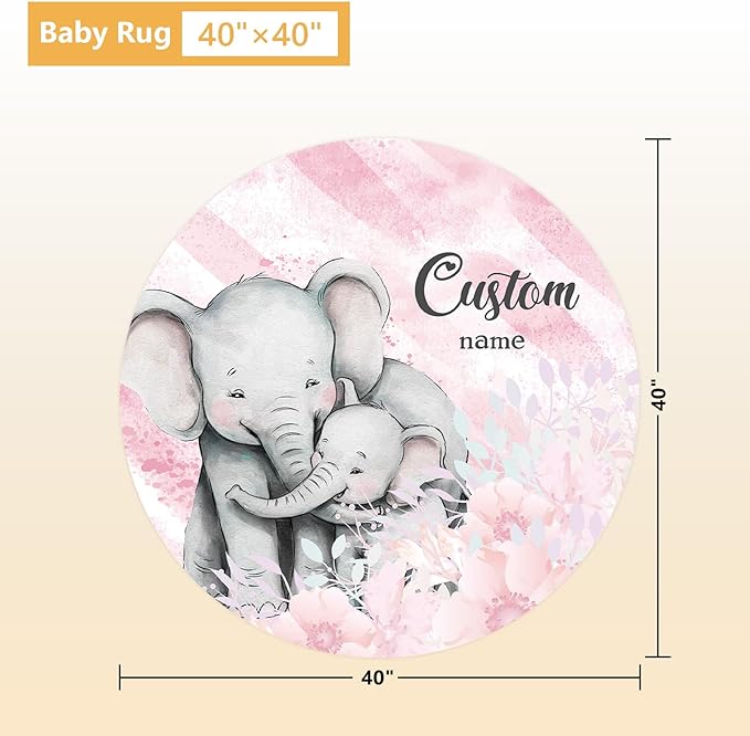 Personalized Baby Bedding Set, 5 Pcs Custom Baby Crib Sets with Name, Toddler Bedding Set for Baby Girls, Pink Elephants Double Layer Nursery Bedding Set, Customized Gifts for Infants Kids