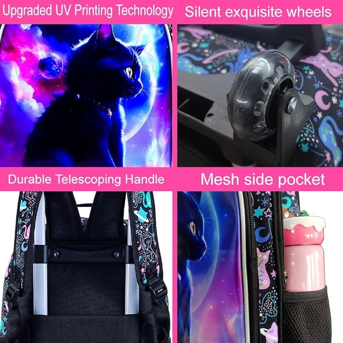 Kids Rolling Backpack for Girls, Roller Wheeled Bookbag - Wheeled Elementary School Bag