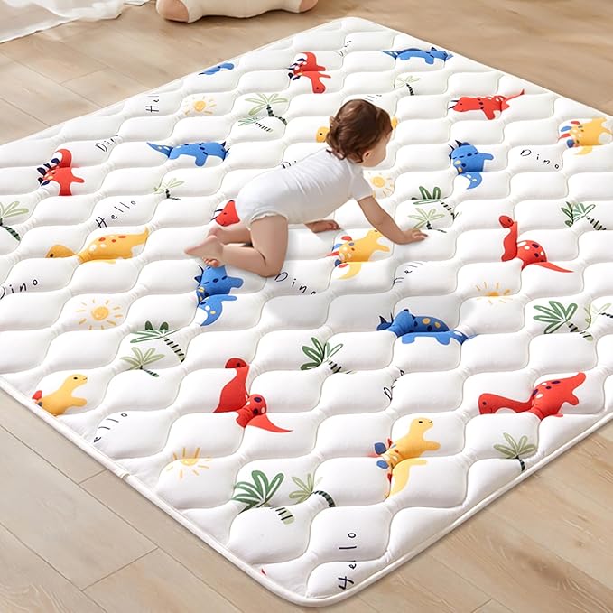 Odorless Premium Foam Baby Play Mat 50" x 50", Soft Microfiber Fabric Crawling Mat for Floor- Comfortable and Hypoallergenic, Non-Slip Cushioned Floor Playpen mat for Infants,Babies,Toddlers