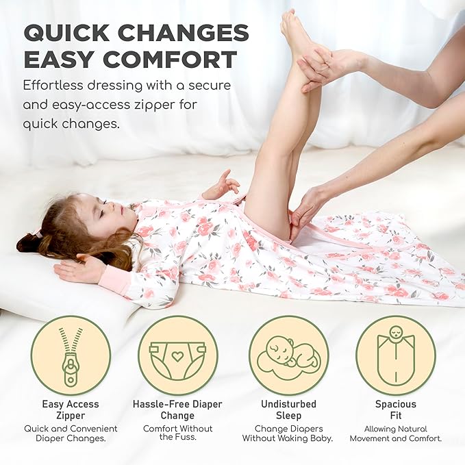 Mama Cheetah Baby Sleep Sack with Sleeves, 0.5 TOG Organic Cotton Wearable Blanket and Two-Way Zipper, Swaddle Transition Long Sleeve Sleeping Bag for Newborn Infant Toddler, 18-24 Months