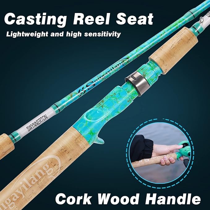 Sougayilang Fishing Rod and Reel Combo, 2-Piece 5-Foot 6-Inch Graphite & Fiberglass Rod, Durable and Strong, Quickset Anti-Reverse Fishing Reel (1Pack/2Pack)