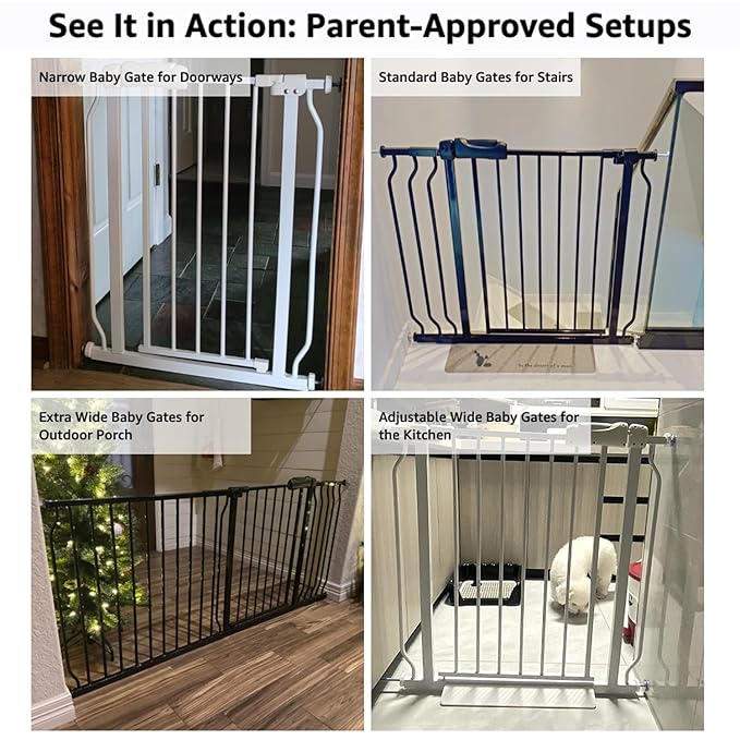 Narrow Baby Gate 24.02-29.13 Inch Wide Stairs Tension Pet Dog Gates Indoor for Doorways No Drilling Pressure Mounted Metal Pet Gates for Kids
