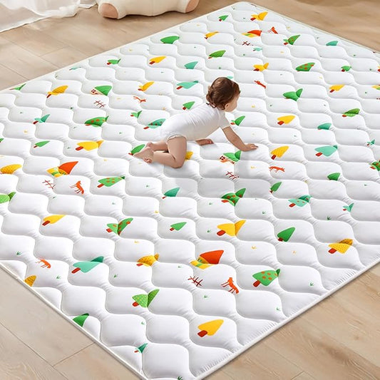 Odorless Premium Foam Baby Play Mat 79" x 59", Soft Microfiber Fabric Crawling Mat for Floor- Comfortable and Hypoallergenic, Non-Slip Cushioned Floor Playpen mat for Infants,Babies,Toddlers