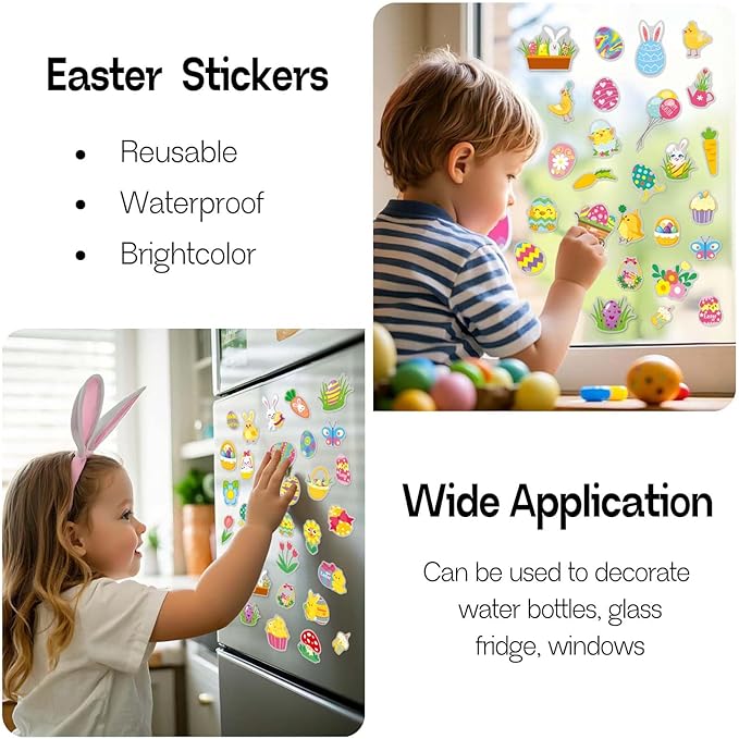 Easter Reusable Sticker Books for Toddlers 1-3, Easter Stickers for Kids, Sticker Book for Toddlers 2-4 Years, Easters Gifts Toys for Kids Girls Boys