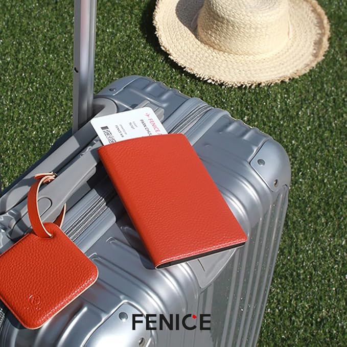 Fenice Classic Passport Cover Holder Wallet Case for Travel Essential RFID Blocking Vegan Leather Waterproof (GREY)