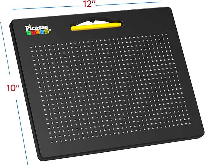 PicassoTiles 2PK 4-in-1 Magnetic Drawing Board 12x10 inch Large Magnet Tablet Pad with 4 Facings Lowercase & Uppercase Alphabets, Numbers, & Freestyle STEM Learning Writing Reading Playboard PTB06