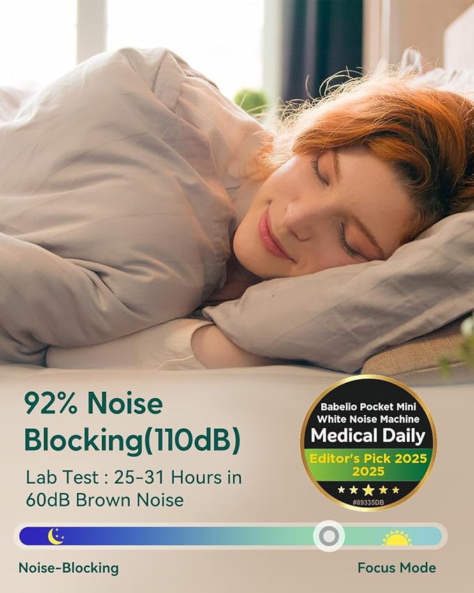 Babelio White Noise Sound Machine for Adults Kids Baby, Travel Sound Machine for Sleep, Mini and Portable, 15 Non-looping Sounds, Timer, Memory Function, Easy to Pocket and Travel, Putty Gray