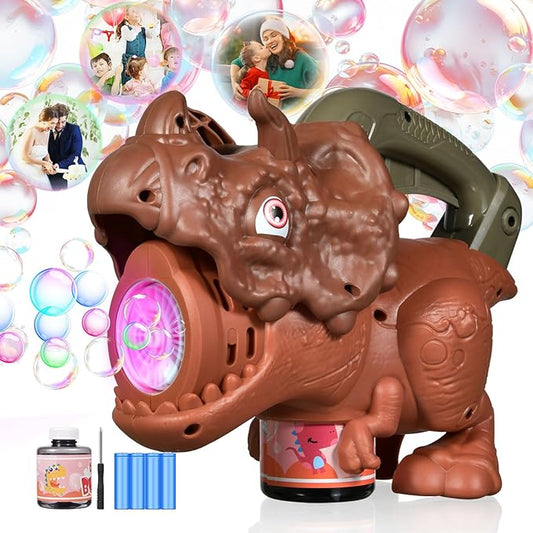 Dinosaur Bubble Machine with Colorful Lighting for Kids Automatic Handheld Dinosaur Bubble Toy 20000+ Big Bubbles Per Minute Bubbles Toy for Outdoor Parties Yard Fun Kids Gift Triceratops Coffee