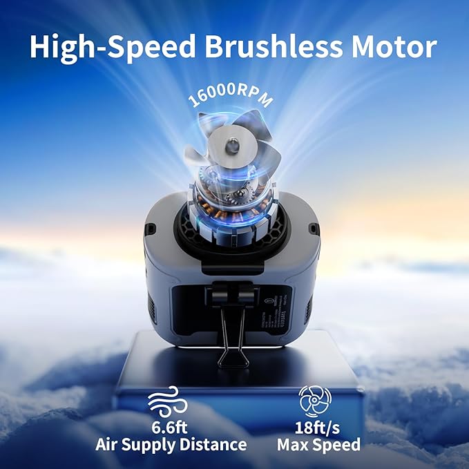 Socool 10000mAh Portable Waist Fan Clip on Wearable Belt Personal Fan Rechargeable Battery Operated With 5 Speeds & Flashlight Neck Hands-Free 40H Cooling For Outdoor Travel Camping Power Bank (Gray)