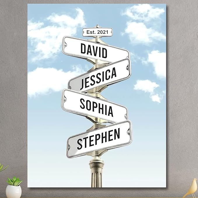 Personalized Father's Day Family Names Street Custom Multi-Name Date of Birth Vintage Street Sign Happy Fathers Day Poster Canvas Wall Art Best Gifts for Dad Husband from Daughter Son Wife Kids #7
