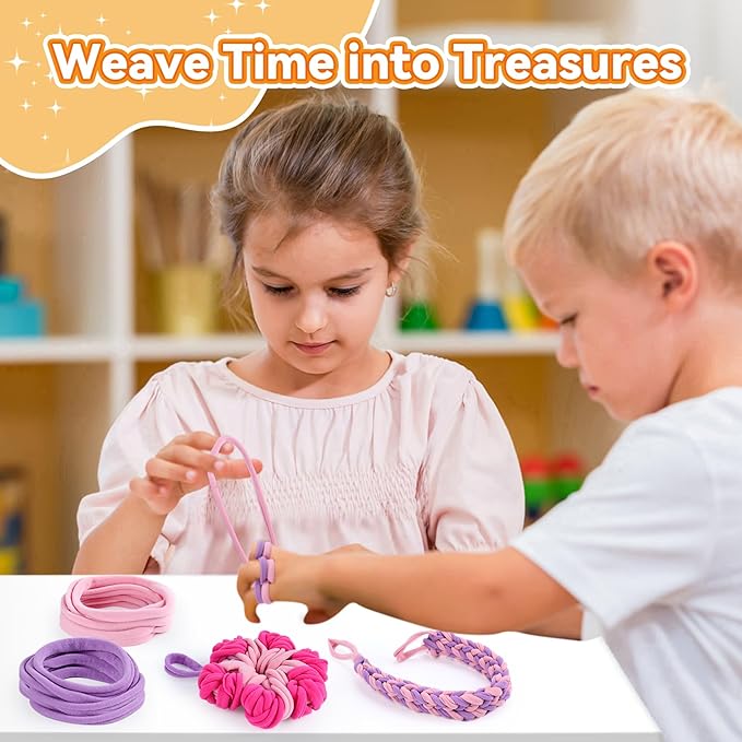 PREBOX 10’’ Potholder Weaving Loom Kit Refill Loops, DIY Crafts Supplies for Kids & Beginners, 112 Colorful Loops to Make 2 Large Pot Holders