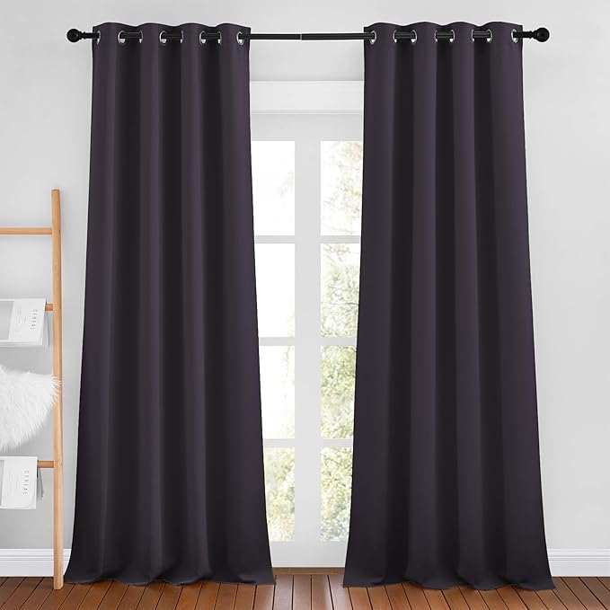 NICETOWN Greyish Purple Room Darkening Curtains for Living Room, Grommet Thermal Curtains Light & Sound Reducing Window Treatments for Bedroom/Home Family, W46 x L102