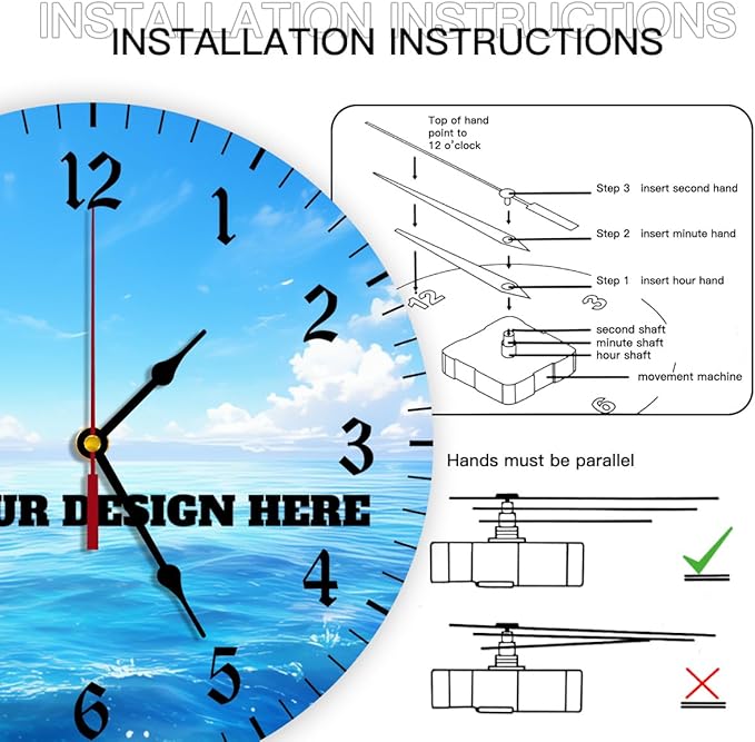 Generic Custom Wall Clock Personalized Clocks with Photo Text Logo Silent Non Ticking Round Decoration for Kitchen Wedding Friend Family Lover, 10inch-25cm