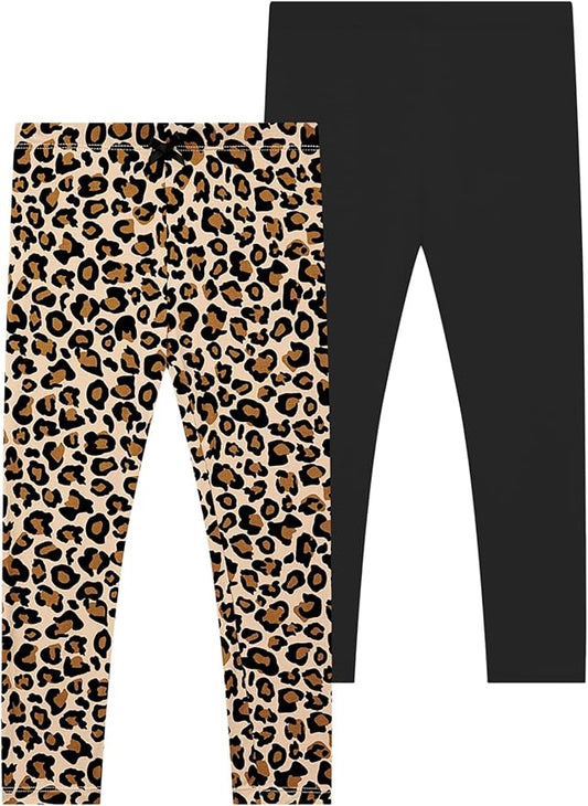 Toddler Girls Leggings 2-Pack Bamboo Viscose Little Girls Casual Stretch Pants