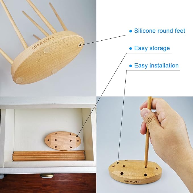 Plastic Bag and Bottle Drying Rack, Reusable Ziplock and Freezer Bag Dryer Rack, Space Saving, Beech Wood