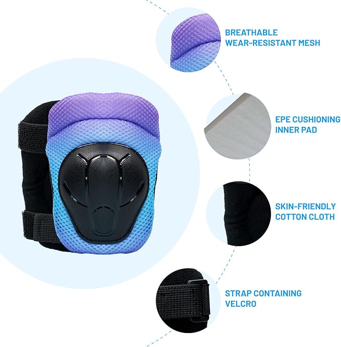 Knee Pads Elbow Pads Wrist Guards Set for Kids,Upgraded Protective Gear for Toddle 4-12 Boys or Girls Children Roller Skating Scooter Skateboarding Bike Roller Blade
