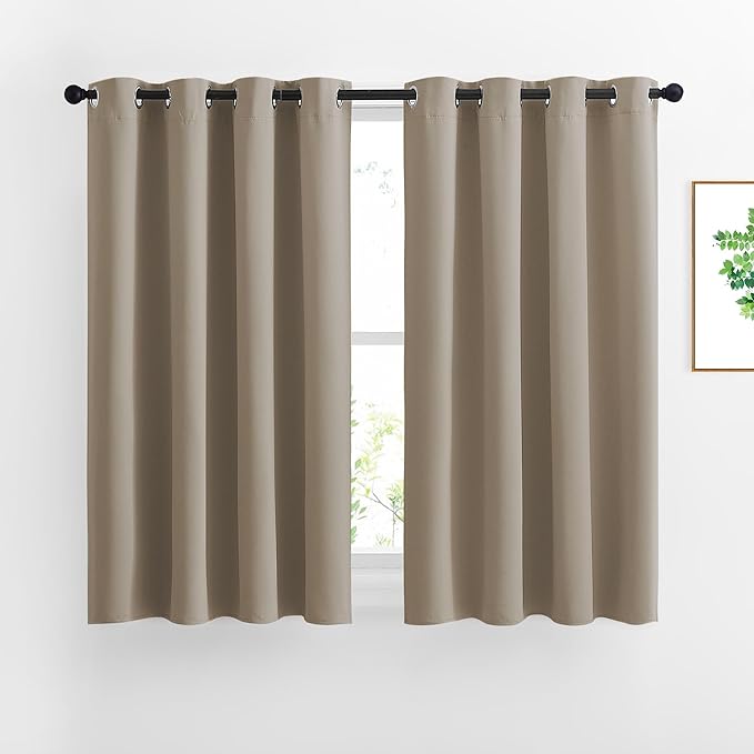 NICETOWN Taupe Blackout Curtains for Windows - Window Decoration Thermal Insulated Grommet Top Blackout Curtains/Panels/Drapes for Kid's Room (1 Pair, 52 x 45 inches in Taupe)
