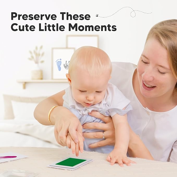 4-Pack Inkless Baby Hand and Footprint Kit - Mess Free Ink Pad for Newborn Keepsake, Dog Nose & Paw Print Kit, Clean Touch Ink Pad for Baby Hand & Footprints, Ideal New Mom Gifts (Holidays)