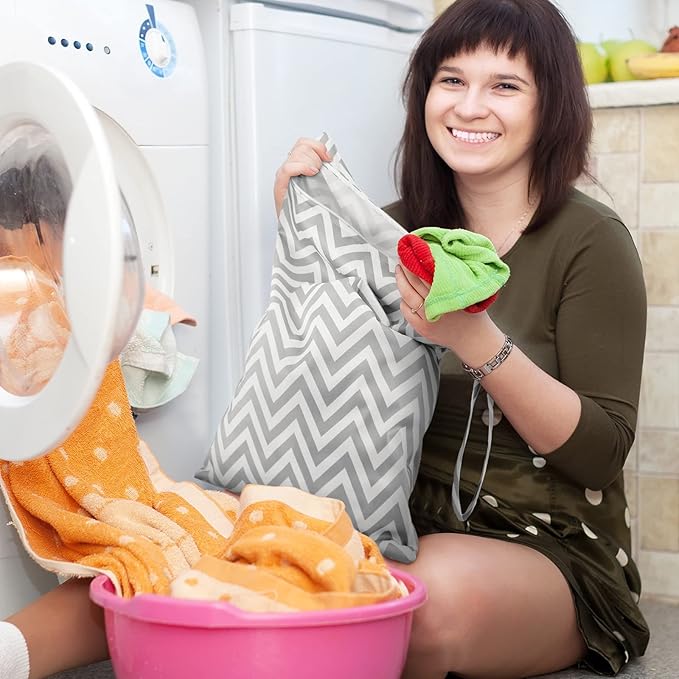 Shappy 2 Pcs Large Travel Laundry Bag Washable Waterproof Wet Dry Large Dirty Clothes Bag Bathing Workout(Stripe Style)