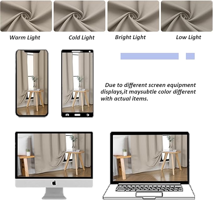Simplebrand Ava Stone Short 36 Inches Blackout Curtain 2 Panels Set, Half Window Rod Pocket Privacy Curtain Tiers for Kitchen, Curtains Blackout for Bathroom Shades, W40 x L36 Inch, Stone