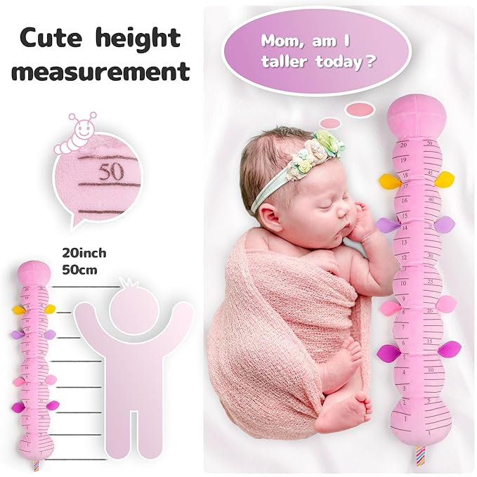 Infant Baby Musical Stuffed Animal Activity Soft Toys with Multi-Sensory Crinkle, Rattle and Textures for 0-3-6-12 Months Developmental Toys, Caterpillar, Purple