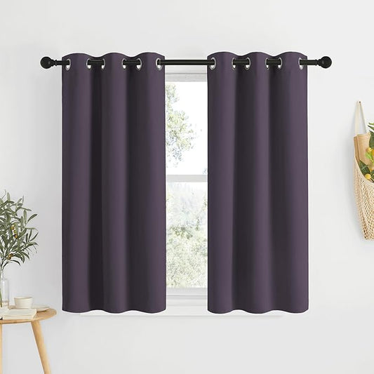 NICETOWN Room Darkening Curtain Panels - Window Treatment Thermal Insulated Grommet Light Blocking Curtains Drapes for Bedroom/Home Office (2 Panels, 34 by 50, Greyish Purple)
