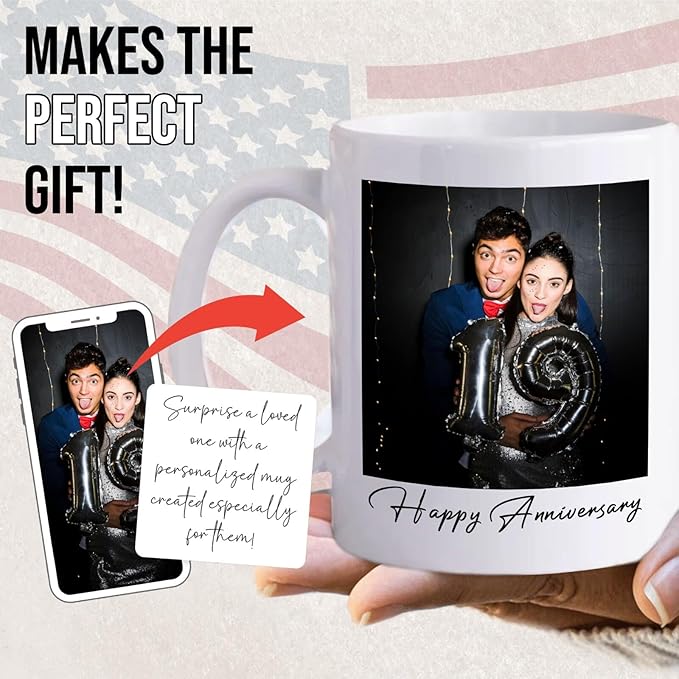 Ship Next Day Custom Mug Design Your Own Photo Text Personalized Picture Gifts for Women Men Customized Gifts Idea Personalized Coffee Mugs 15oz White Handle