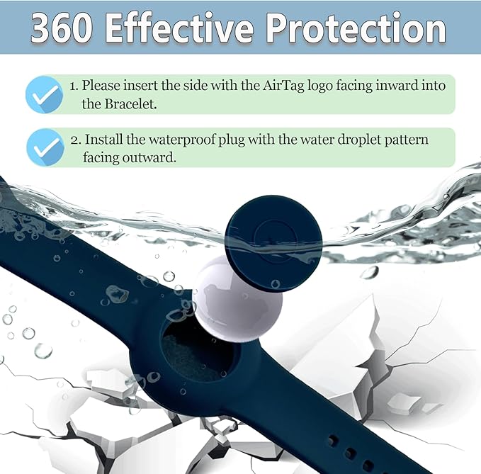 Waterproof Bracelet for AirTag Kids, Personalized Initial Letter Hidden Holder Compatible with Air Tag, Silicone Case for Airtag Adjustable Anti-Lost GPS Tracker for Toddler Child Elder, J