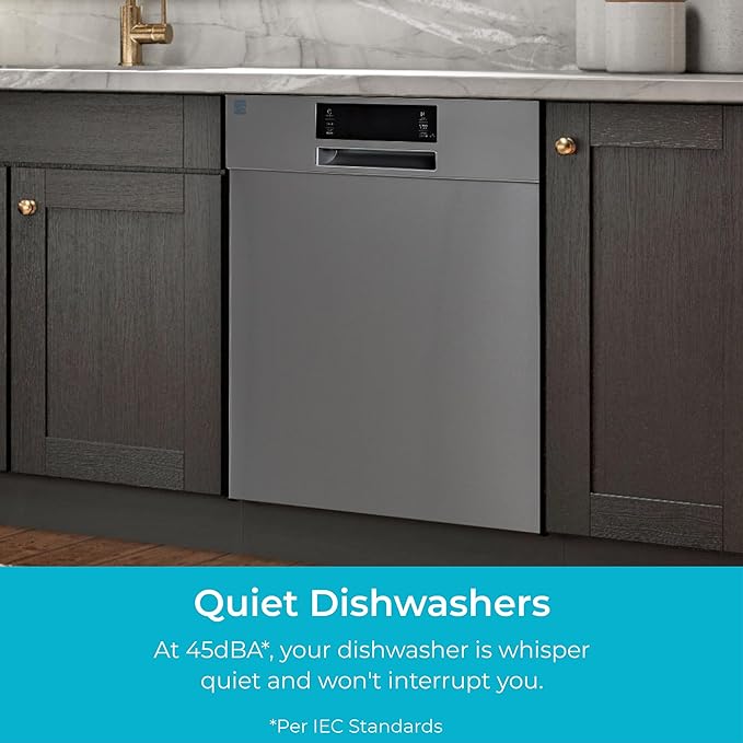 Kenmore 24" Built-in Stainless Steel Tub Dishwasher EasyFlex 3rd, SmartWash, UltraWash Plus, TurboDry, and Adjustable Rack, Energy Star Certified, Fingerprint Resistant