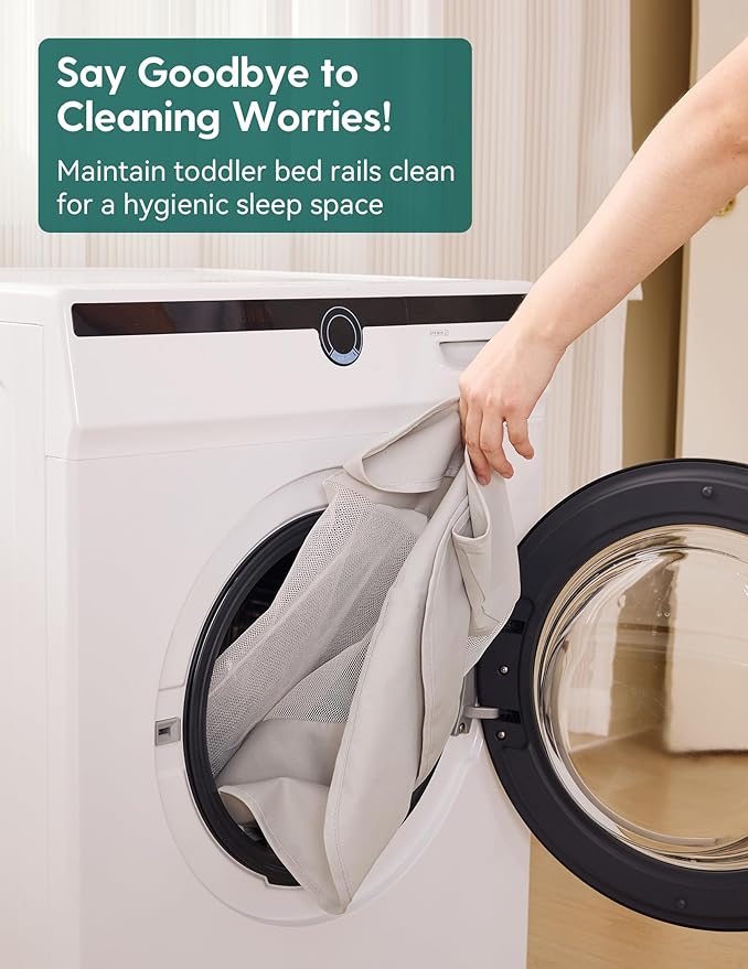 BABELIO Bed Rail for Toddlers, 59" Wide Swing Down & Adjustable Height Toddler Bed Rails for Kids/Elderly/Adults, Baby Side Railing for Twin/Full/Queen/King Size