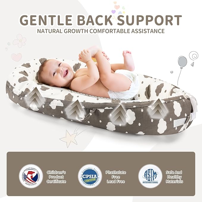 Baby Lounger- Baby Nest for 0-24 Months, Ultra Soft Organic Cotton Breathable & Portable Baby Lounger, Baby Lounger Pillow for Newborn