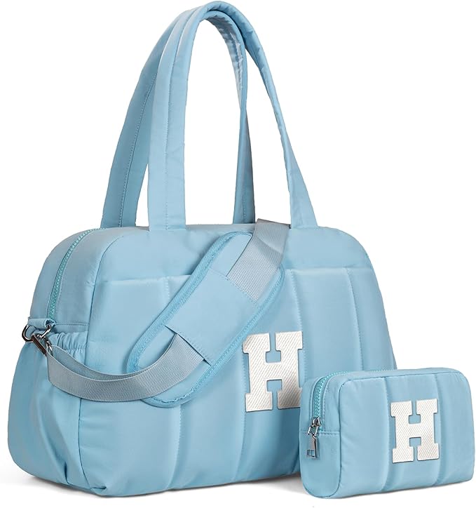 Duffle Bag, Weekender Bags for Girl，Teenage Girl Gifts-Initial Overnight Bag with Wet Pocket，Lightweight Dance Bags Personalized Gymnastics bag with Makeup Pouch