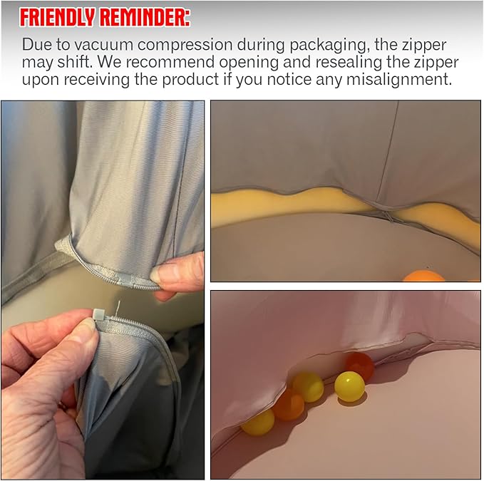 Foam Ball Pit, 35.4"x 11.8" Ball Pits for Toddlers, Soft Round Kiddie Baby Playpen Ball Pool for Kids, Ideal Gift for Babies Indoor and Outdoor Game, Grey, (Balls not Included)