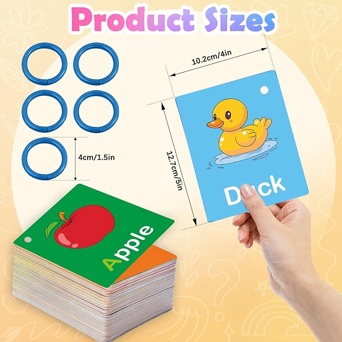 Toddler Learning Flash Cards, 60 PCS Double Sides Flashcards for Alphabets, Numbers, Colors, Shapes, Sight Words, Baby Cognitive Flashcards for Kids, Preschool Kindergarten Learning Activities