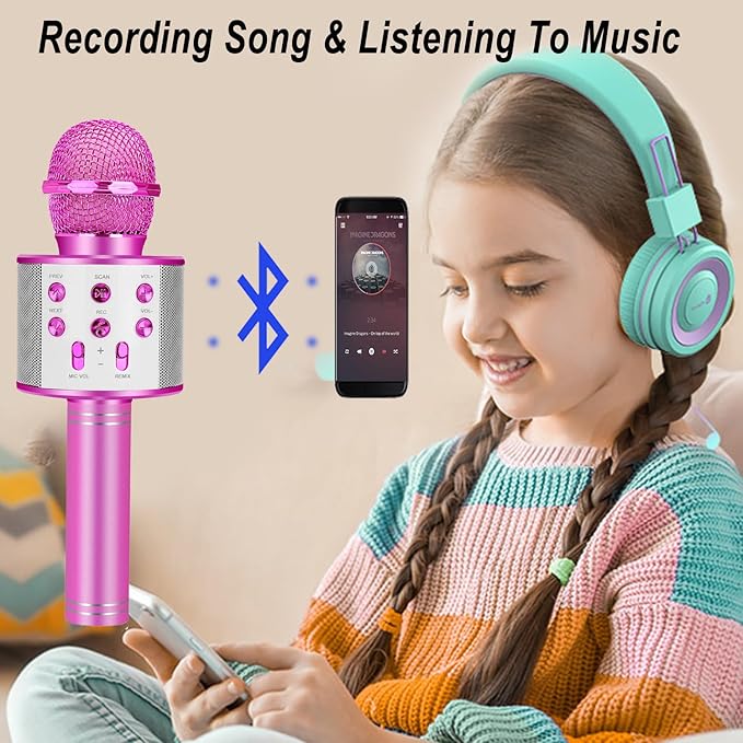 Kids Karaoke Microphone for Girl Toys: Christmas Birthday Gifts Ideas for 3 4 5 6 7 8 9 10 Year Old Girls