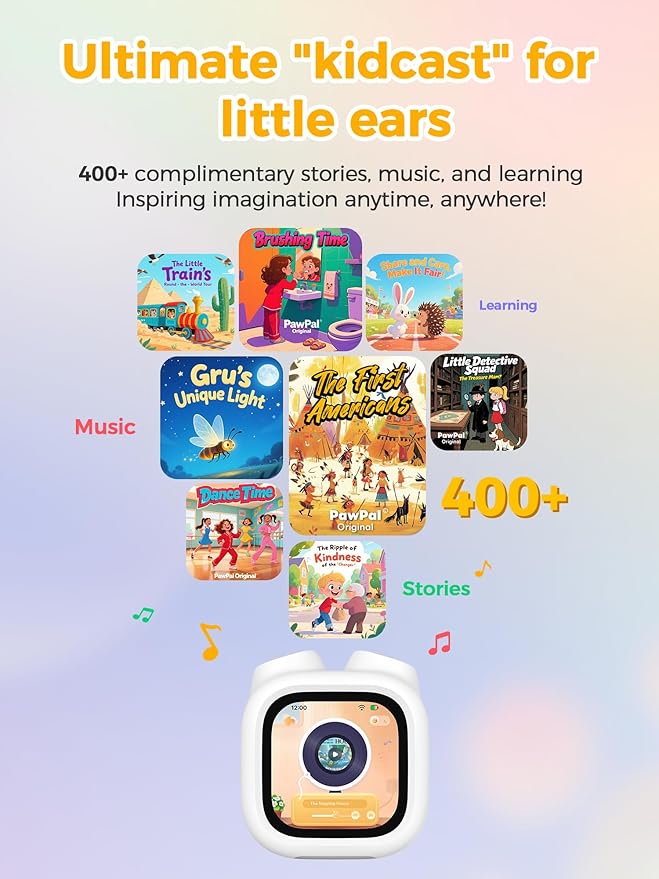 PawPal Digital Pet Alarm Clock with 3.8" Touchscreen - Habit-Building Sleep Trainer with OK-to-Wake, Stories, Music, White Noise & Nightlight for Kids Ages 3-8 Gift