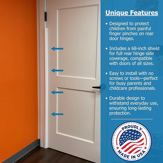Cardinal Gates PinchNot Rear Door Pinch Guard for Kids Safety-Hinge Protector for Babies-CSP33-Finger Pinch Shield-Child Proof Back of Jamb-Made in USA